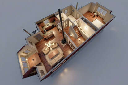 Overhead Main Floor for House Plan #3125-00004