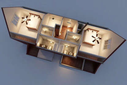 Overhead Second Floor for House Plan #3125-00004