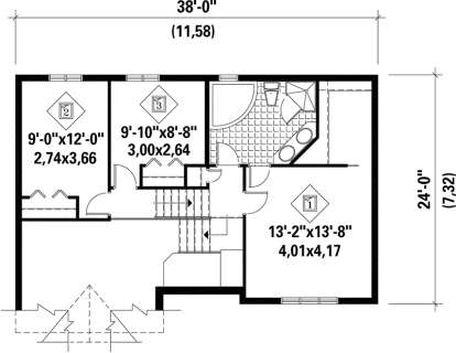 Upper Floor Plan for House Plan #6146-00084