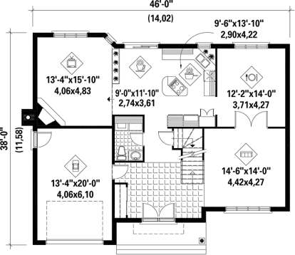 Main Floor Plan for House Plan #6146-00087