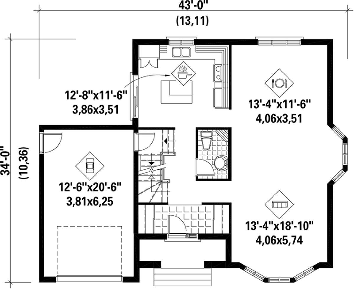 Main Floor Plan for House Plan #6146-00088