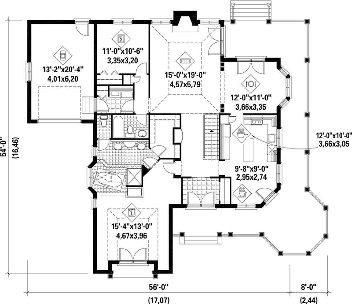 Main Floor Plan for House Plan #6146-00091
