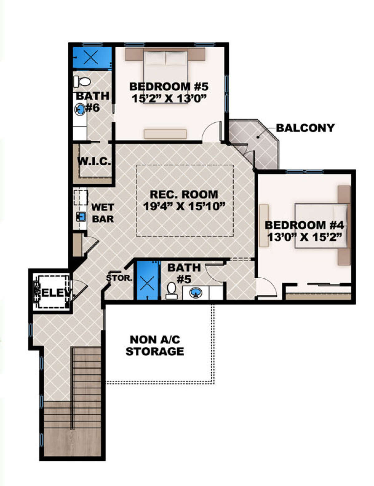 Upper Floor Plan for House Plan #207-00021