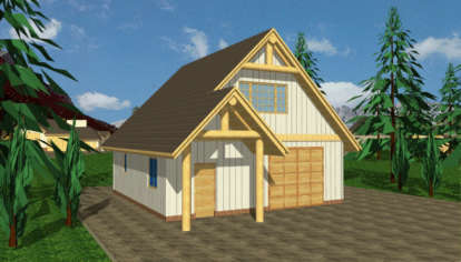 Cabin House Plan #039-00397 Elevation Photo