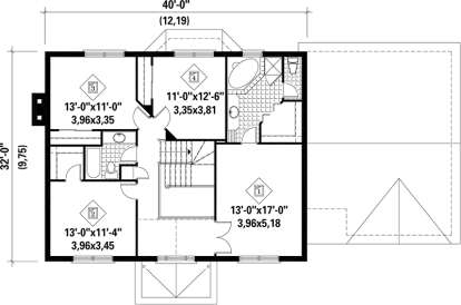Upper Floor Plan for House Plan #6146-00092