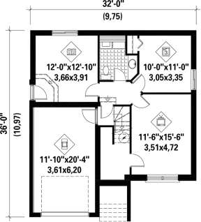 Basement Floor Plan  for House Plan #6146-00093