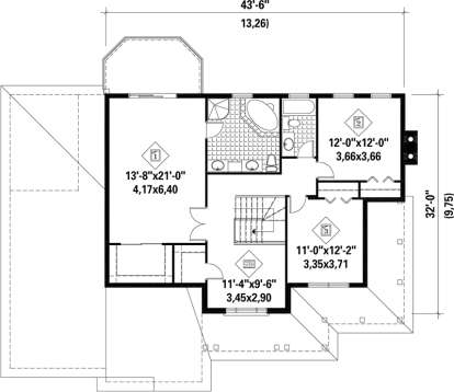Upper Floor Plan for House Plan #6146-00094
