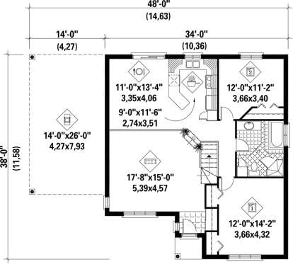 Main Floor Plan for House Plan #6146-00096