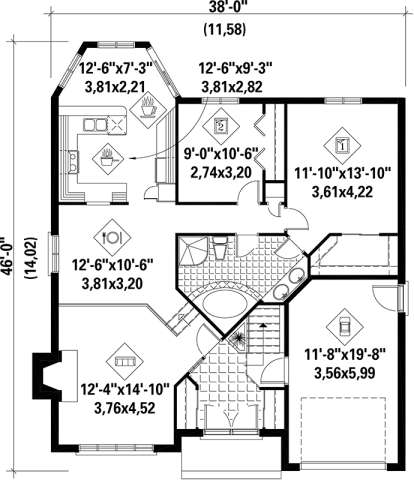 Main Floor Plan for House Plan #6146-00101