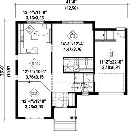 Main Floor Plan for House Plan #6146-00102