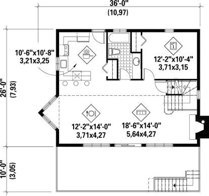 Main Floor Plan for House Plan #6146-00103