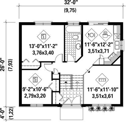 Main Floor Plan for House Plan #6146-00104
