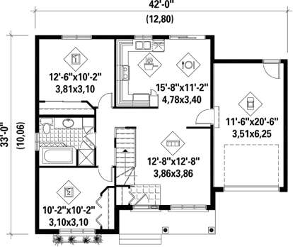 Main Floor Plan for House Plan #6146-00107
