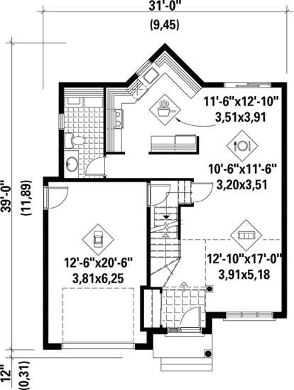 Main Floor Plan for House Plan #6146-00110