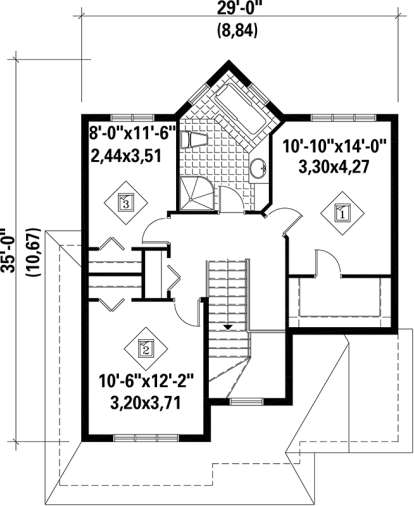 Upper Floor Plan for House Plan #6146-00110