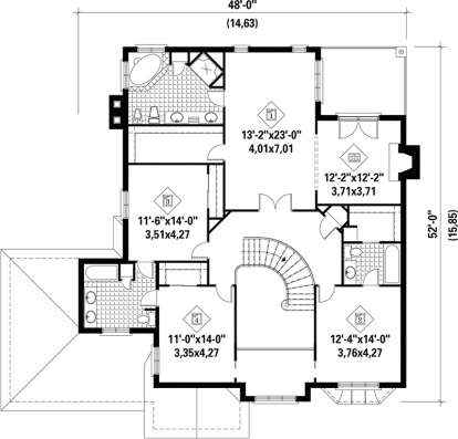 Upper Floor Plan for House Plan #6146-00112