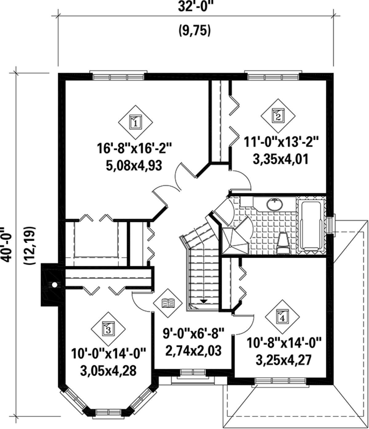 Upper Floor Plan for House Plan #6146-00114