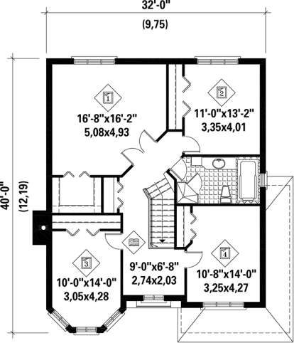Upper Floor Plan for House Plan #6146-00114