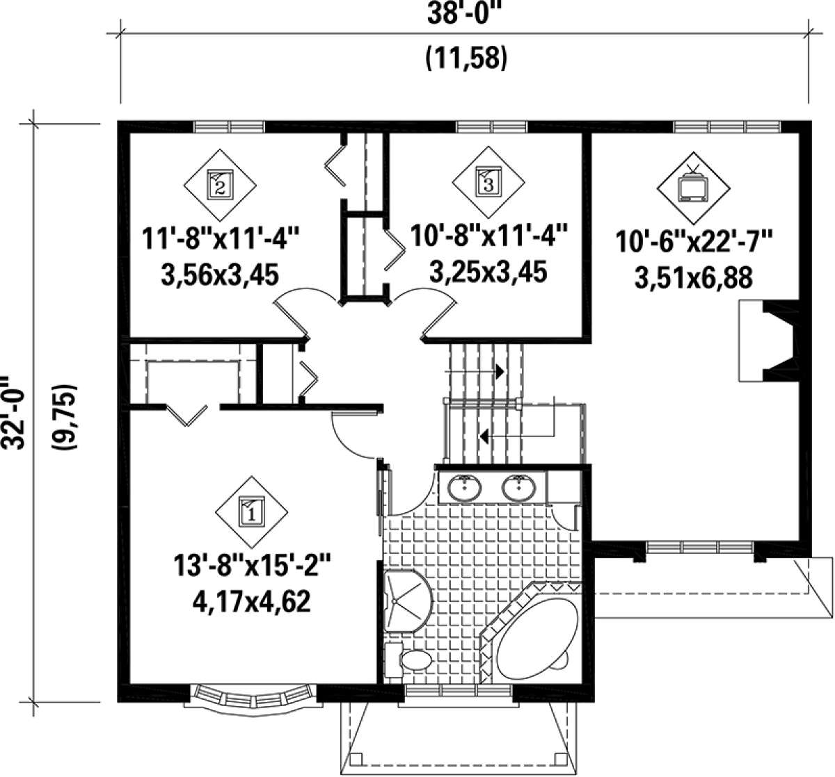 Upper Floor Plan for House Plan #6146-00117