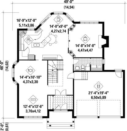 Main Floor Plan for House Plan #6146-00118