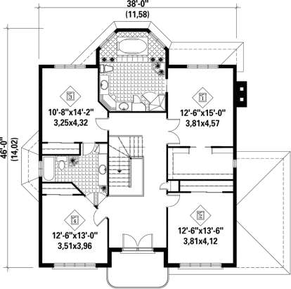 Upper Floor Plan for House Plan #6146-00118