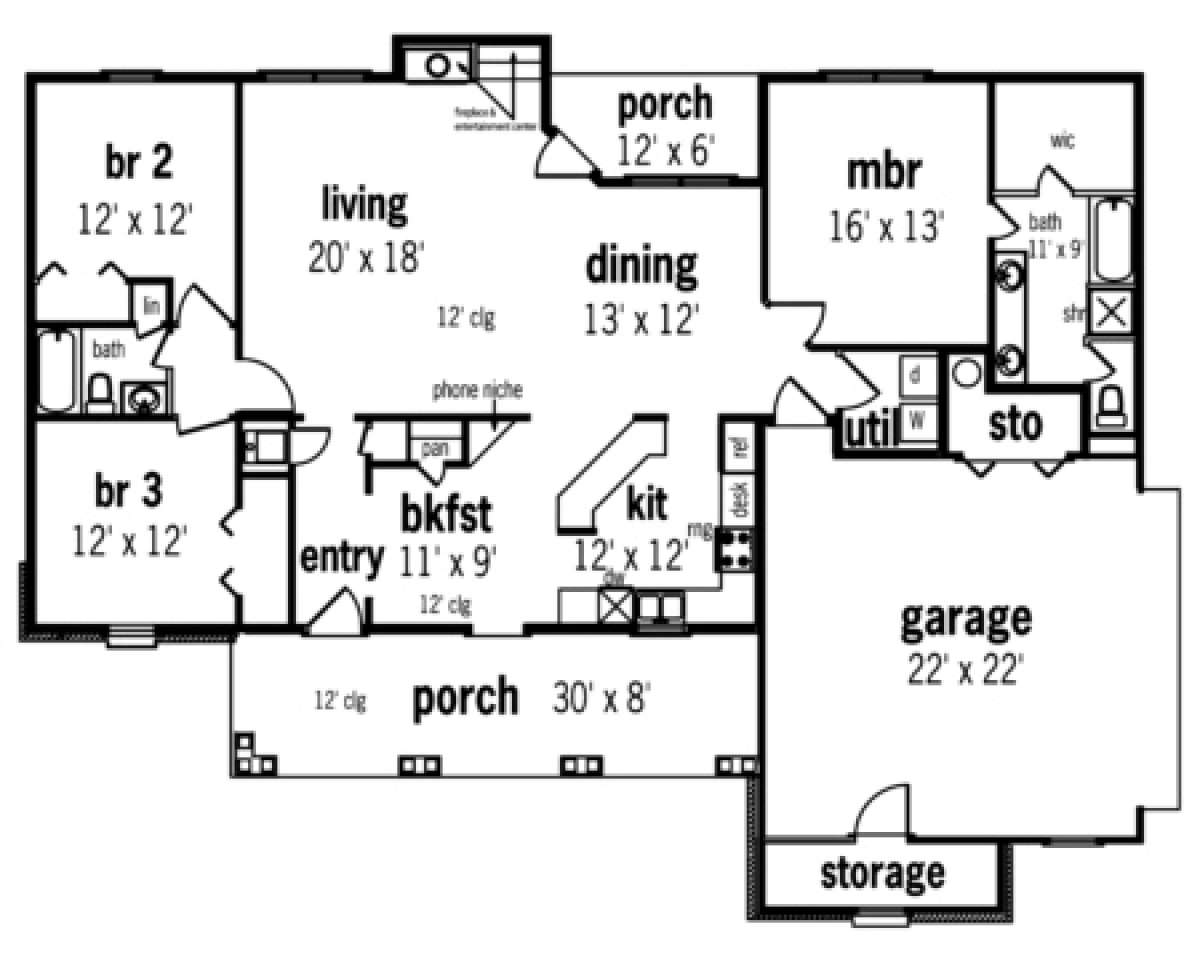 Floorplan 1 for House Plan #048-00090