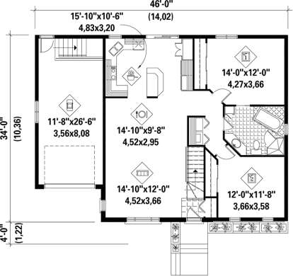 Main Floor Plan for House Plan #6146-00124