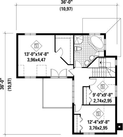 Upper Floor Plan for House Plan #6146-00125