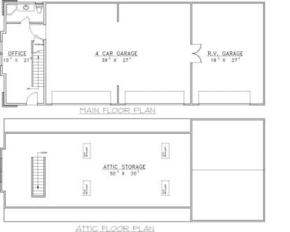 Main/Attic Floor for House Plan #039-00400