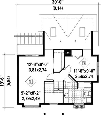 Upper Floor Plan for House Plan #6146-00129