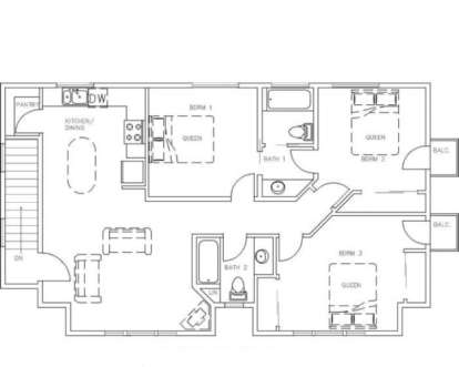 Apartment Floor for House Plan #039-00401