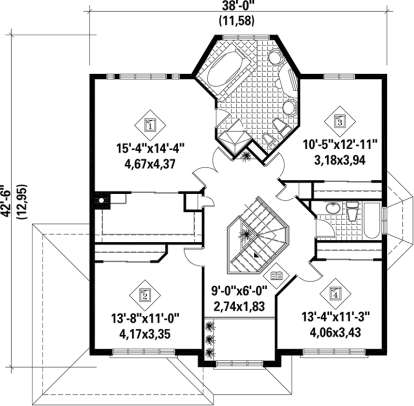 Upper Floor Plan for House Plan #6146-00137