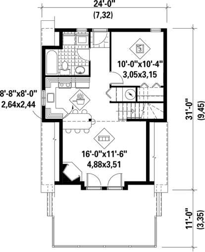 Main Floor Plan for House Plan #6146-00140