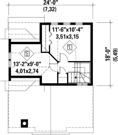 Upper Floor Plan for House Plan #6146-00140
