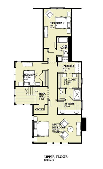 Upper Floor Plan for House Plan #1637-00122