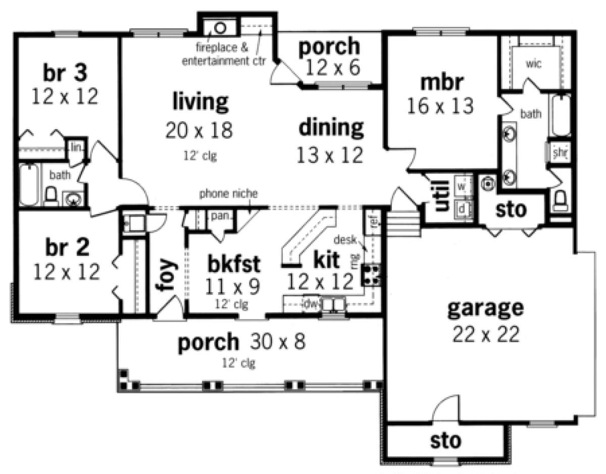 Floorplan 1 for House Plan #048-00091