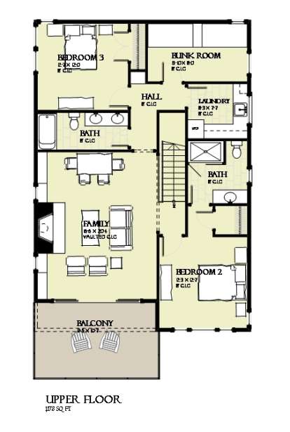 Upper Floor Plan for House Plan #1637-00124