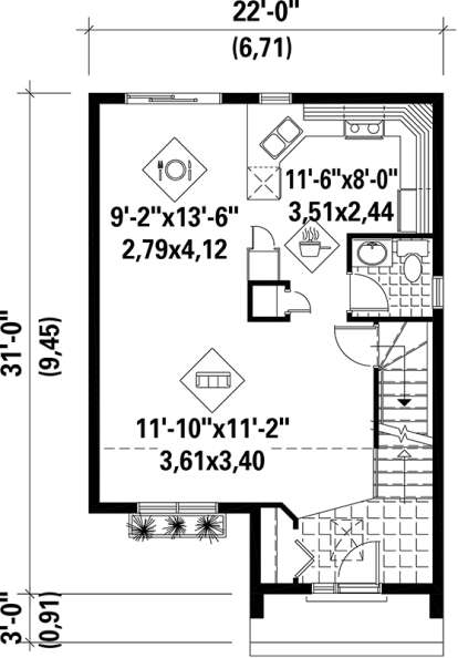 Main Floor Plan for House Plan #6146-00144