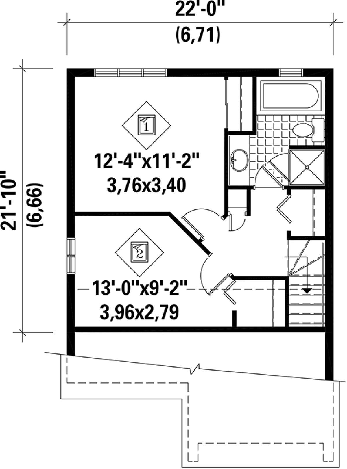 Upper Floor Plan for House Plan #6146-00144