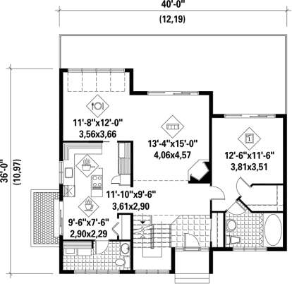 Main Floor Plan for House Plan #6146-00145