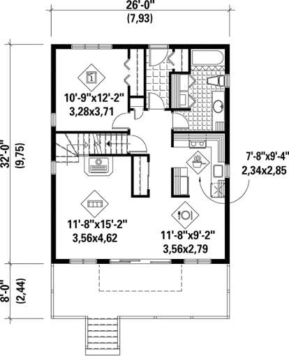 Main Floor Plan for House Plan #6146-00148