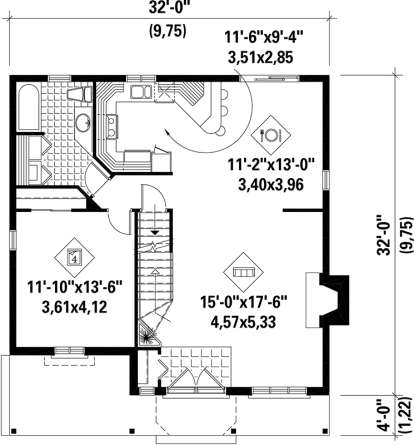 Main Floor Plan for House Plan #6146-00150