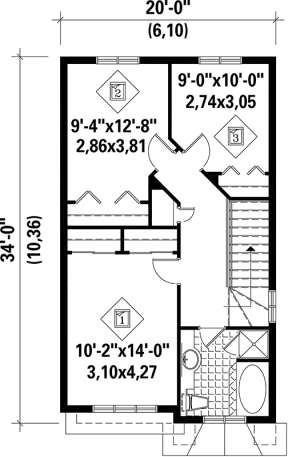Upper Floor Plan for House Plan #6146-00151