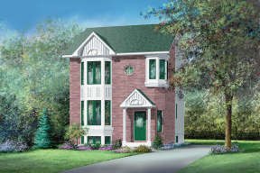 Narrow Lot House Plan #6146-00152 Elevation Photo