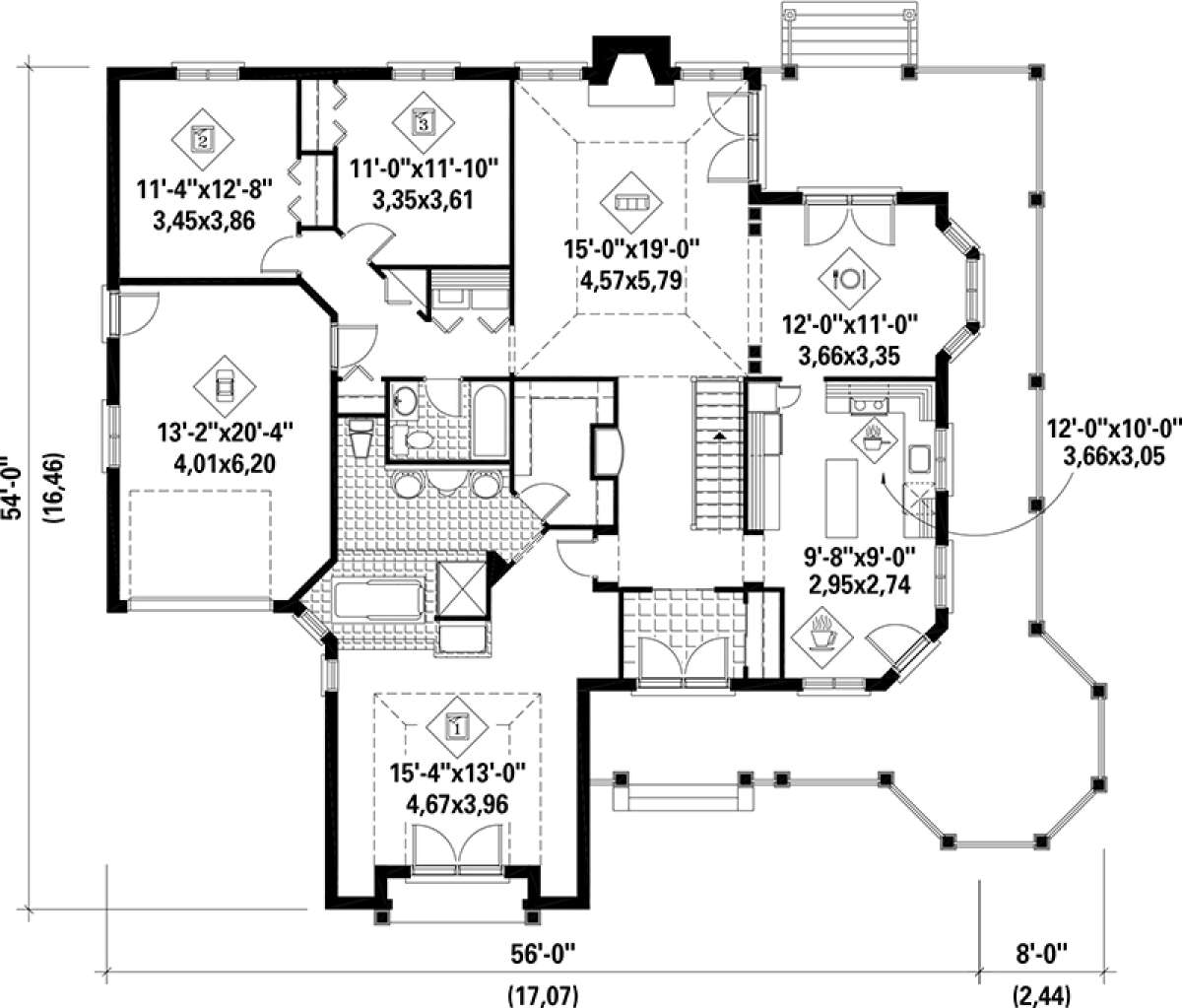 Main Floor Plan for House Plan #6146-00154