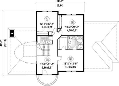 Upper Floor Plan for House Plan #6146-00155