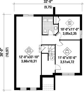 Basement Floor Plan  for House Plan #6146-00156