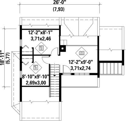 Upper Floor Plan for House Plan #6146-00158