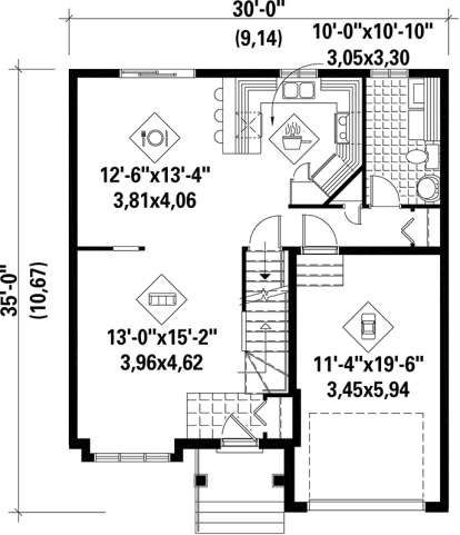 Main Floor Plan for House Plan #6146-00159
