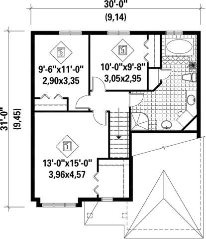 Upper Floor Plan for House Plan #6146-00159